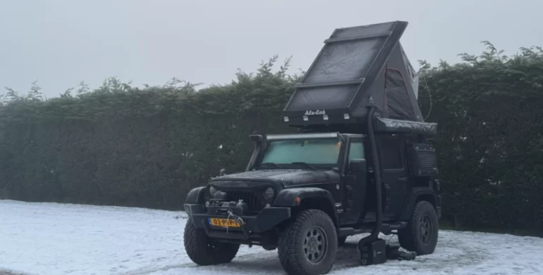 Hcalory diesel heater in combinatie met jeep wrangler tijdens winterkamperen